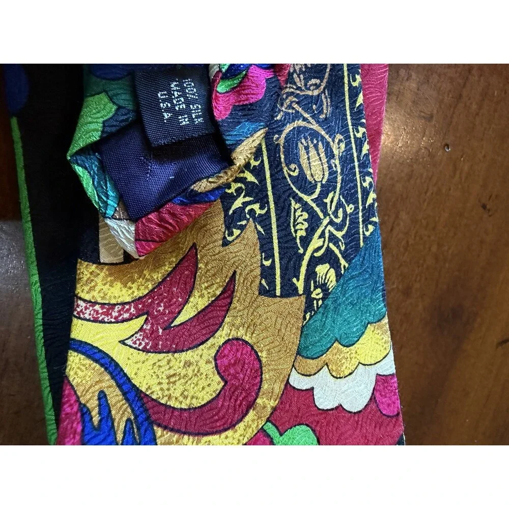 Vintage Electric Neckwear Power Line Necktie Tie 100% Silk Multi Color.